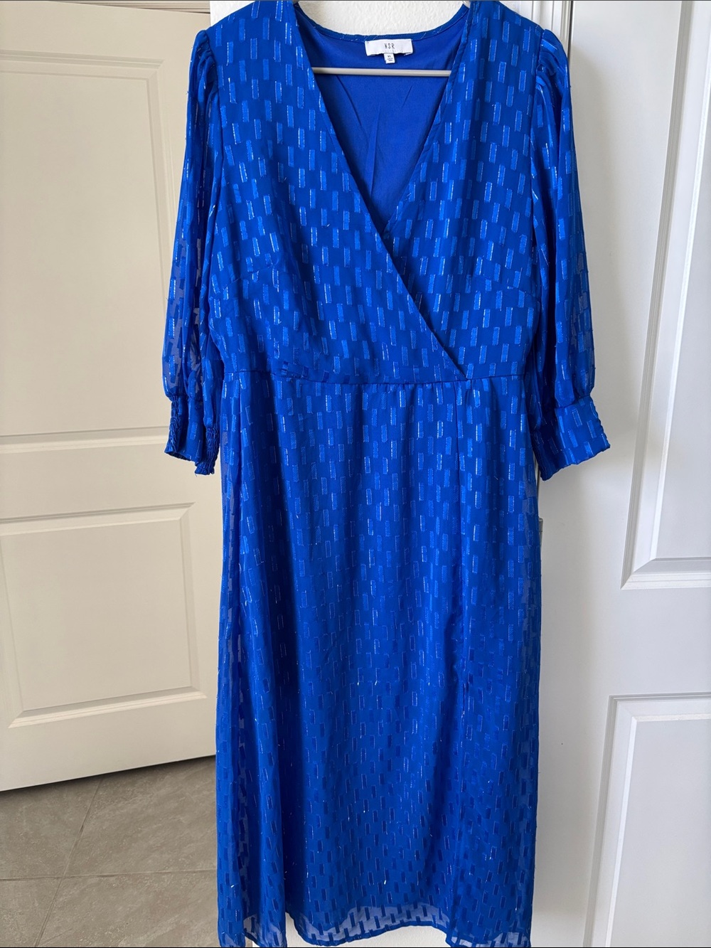 NSR Cobalt Blue Faux-Wrap Maxi Dress